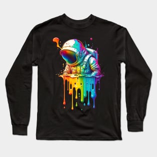 Melting Rainbow Astronaut Long Sleeve T-Shirt